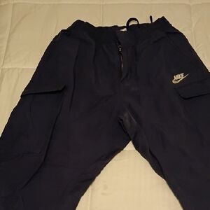 Nike Dark Blue Cargo Track Pants with White Logo